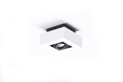 NIKEA 1 přisazené bodové svítidlo 1x GU10 50W bez zdroje 14cm hranaté IP20, bílá/černá 1