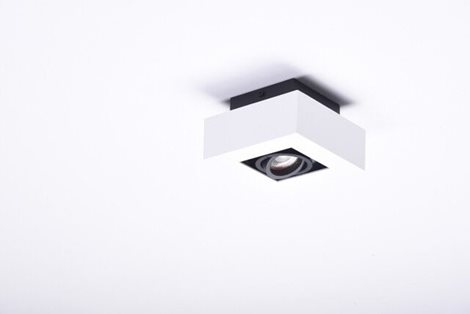 NIKEA 1 přisazené bodové svítidlo 1x GU10 50W bez zdroje 14cm hranaté IP20, bílá/černá 2
