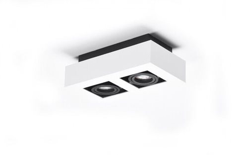 NIKEA 2 přisazené bodové svítidlo 2x GU10 50W bez zdroje 25cm hranaté IP20, bílá/černá