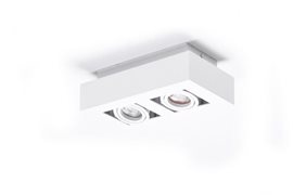 NIKEA 2 přisazené bodové svítidlo 2x GU10 50W bez zdroje 25cm hranaté IP20, bílé