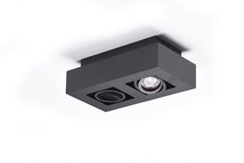 NIKEA 2 přisazené bodové svítidlo 2x GU10 50W bez zdroje 25cm hranaté IP20, černé
