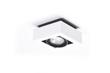 NIKEA 1 přisazené bodové svítidlo 1x GU10 ES111 16W bez zdroje 14cm hranaté IP20, bílá/černá