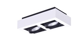 NIKEA 2 přisazené bodové svítidlo 2x GU10 ES111 16W bez zdroje 25cm hranaté IP20, bílá/černá