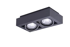NIKEA 2 přisazené bodové svítidlo 2x GU10 ES111 16W bez zdroje 25cm hranaté IP20, černé