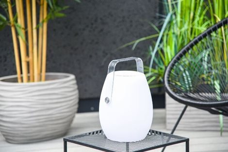 BOOMBOX venkovní přenosná lampa LED 10W + 1,8W 800lm 3000K RGB stmívatelná 32cm IP44, bílá 3