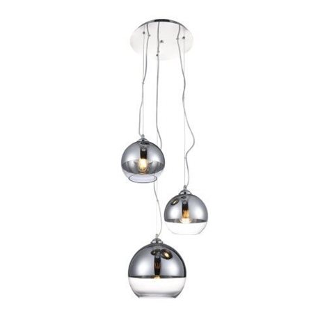 SILVER BALL 3 závěsné svítidlo 3x E27 60W bez zdroje 40cm IP20, chrom/čiré sklo 3