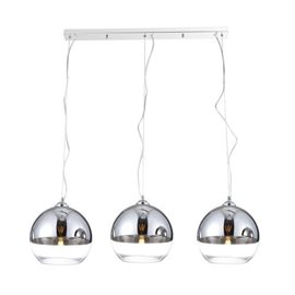 SILVER BALL 3 závěsné svítidlo 3x E27 60W bez zdroje 95cm IP20, chrom/čiré sklo