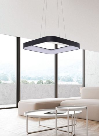 Solvent S SMART závěsné svítidlo LED 92W 4680lm 3000-6000K 80cm hranaté IP20, černé + ovladač 5