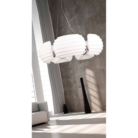 RONDO závěsné svítidlo 5x E14 40W bez zdroje 65cm IP20, chrom/bílá 3