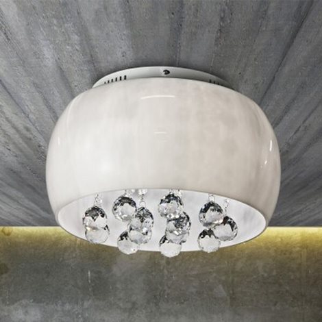 QUINCE stropní/závěsné svítidlo 5x G9 40W bez zdroje 40cm IP20, chrom/opál 2