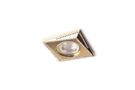 Mira podhledové svítidlo 1x GU10 50W bez zdroje 8cm hranaté IP20, zlatá/křišťál 2