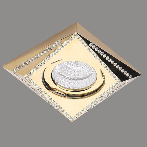Mira podhledové svítidlo 1x GU10 50W bez zdroje 8cm hranaté IP20, zlatá/křišťál 3