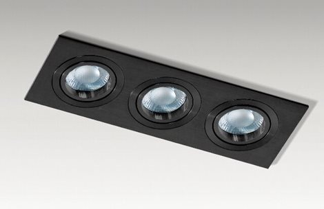 Caro 3 Square podhledové svítidlo 3x GU10 50W bez zdroje 25,6cm hranaté IP20, černé 3