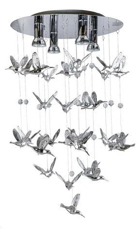 Birds stropní svítidlo 4x GU10 40W bez zdroje 50cm kulaté IP20, chromové 1