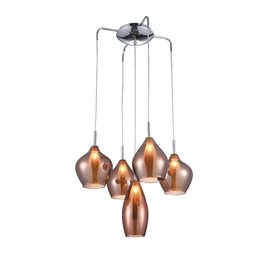Amber Milano 5 závěsné svítidlo 5x G9 40W bez zdroje 50cm kulaté IP20, měděné sklo