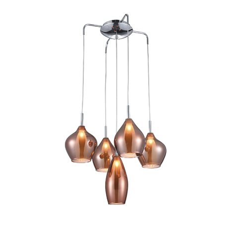 Amber Milano 5 závěsné svítidlo 5x G9 40W bez zdroje 50cm kulaté IP20, měděné sklo 1