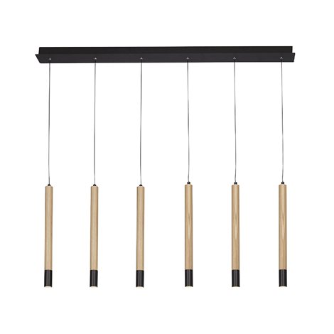 Izolda 6 závěsné svítidlo LED 30W 2550lm 3000K 100cm IP20, černá/světlé dřevo 1
