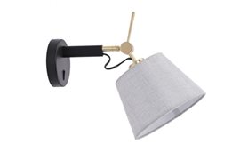 ZYTA nástěnné svítidlo s vypínačem 1x E27 60W bez zdroje 20cm IP20, černá/zlatá/šedá