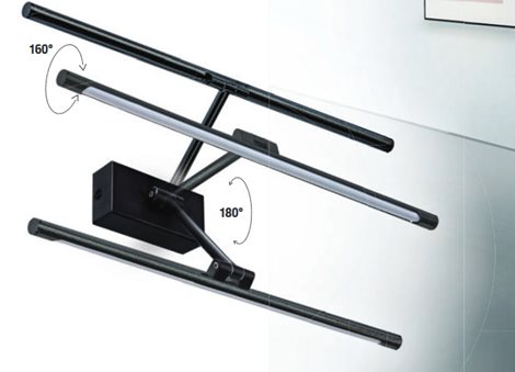 DAVINCI nástěnné svítidlo LED 8W 530lm 3000K 48cm IP20, matně černá 4