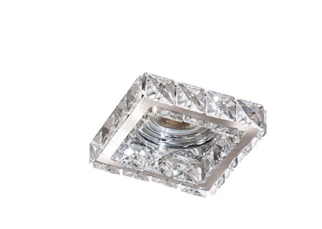 ESTER podhledové svítidlo 1x GU10 50W bez zdroje 10,3cm hranaté IP20, chrom/křišťál 1