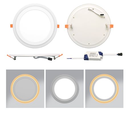 LED-DUO-R18W LED panel kruh 24,5cm dvoubarevný 18W+6W 1530+160lm 4000+2700K IP20 2