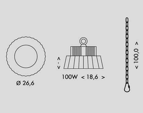 HB03-100W LED reflektor průmyslový 100W 13500lm 5000K SMD IP65 černý 4