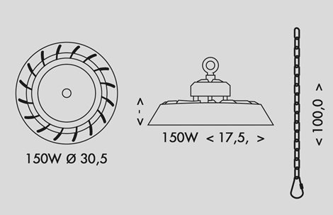 HB06-150W SMD refl., 150W, 24000lm, 5000K, IP65, černý 4