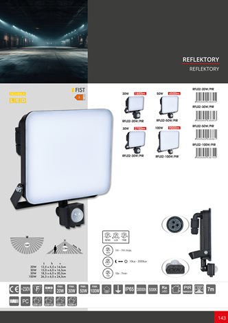 RFL02-50W/PIR LED reflektor se senzorem,50W,4000K,IP44,4500Lm 6