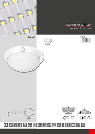 W121-BI Svítidlo stropní kruh 30cm max 60W E27 IP44 s čidlem 120st bílé 5