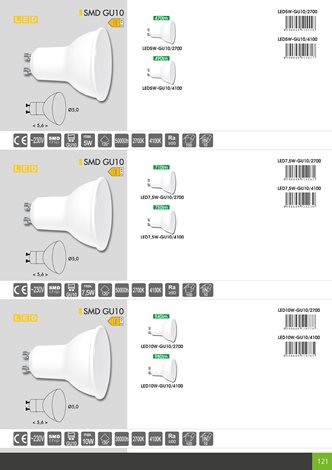 LED7,5W-GU10/4100 LED žárovka GU10 7,5W 750lm 4100K 18xSMD2835 3