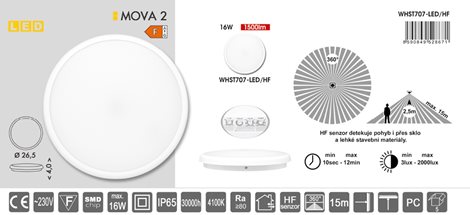 WHST707-LED/HF LED svítidlo nástěnné stropní 16W 1500lm 4100K IP65 HF360 senz. 4
