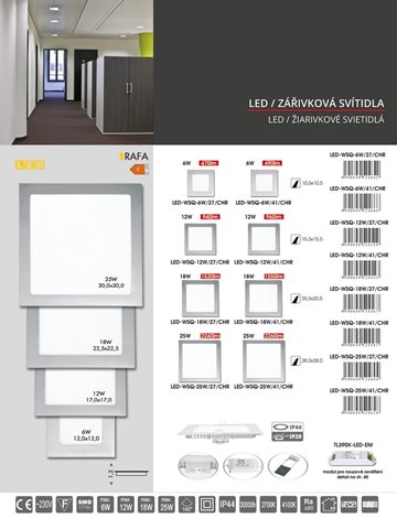LED-WSQ-12W/41/CHR LED panel 17x17cm 12W 960lm 4100K IP20 chrom 4