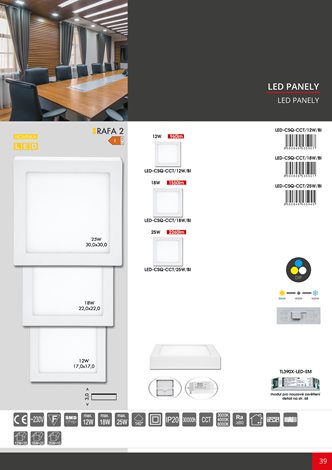 LED-CSQ-CCT/12W/BI SMD panel přisaz.17x17cm,12W,CCT,IP44 6