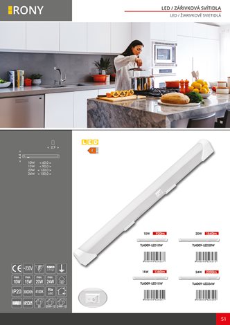 TL4009-LED15W LED svítidlo přisazené 90cm 15W 1380lm 4000K IP20 3