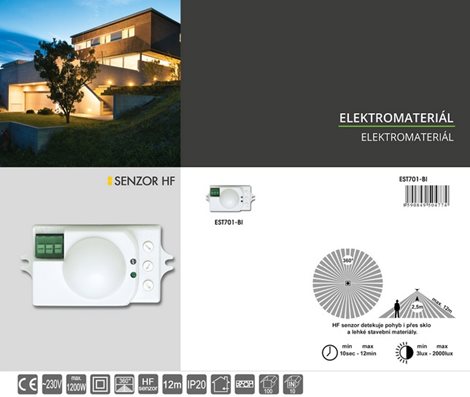 EST701-BI Senzor HF 360st, 1200W, 12m, bílý, bez krytu 2