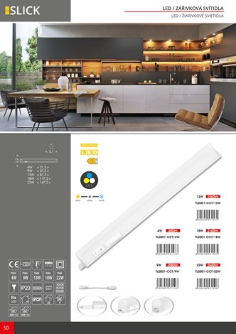 TL2001-CCT/18W Kuchyňské svít. LED 18W, 2160lm, CCT 3000/4000/6500K, bílá, 117cm 5