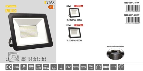 RLED48WL-200W LED reflektor STAR SMD 200W,5000K,IP65,15600lm 3