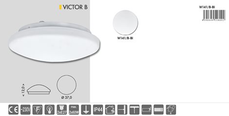 W141/B-BI LED svítidlo nástěnné stropní max 2x60W E27 IP44 bez čidla 5