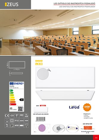 LED-GPL44/B-45/UGR/BI LED panel 30x120cm 45W 4800lm 4000K IP20 5