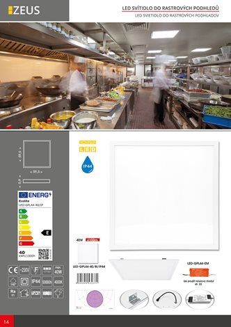 LED-GPL44-40/BI/IP44 SMD panel 40W, 59,5cm, 4000K, IP44, 4100lm, bílý 4