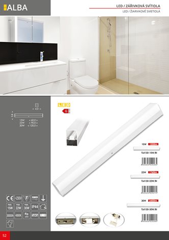 TL4130-LED15W/BI LED svítidlo přisazené 60cm 15W 1200lm 4000K IP44 bílé 4