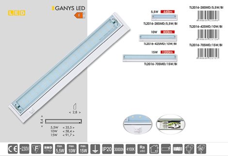 TL2016-70SMD/15W/BI LED svítidlo přisazené 92cm 15W 1200lm 4100K 70xSMD IP20 bílé 4