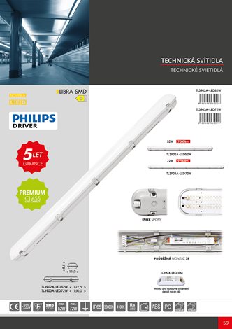 TL3903A-LED72W LED svítidlo prachotěsné 72W 9700lm 4100K IP65 9