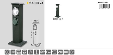 XSMM-202 FT Zahradní sloupek 2x zásuvka s krytem timer IP44 3