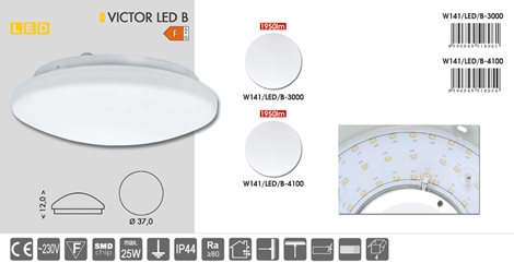 W141/LED/B-4100 LED svítidlo nástěnné stropní 25W 1900lm 4100K IP44 5