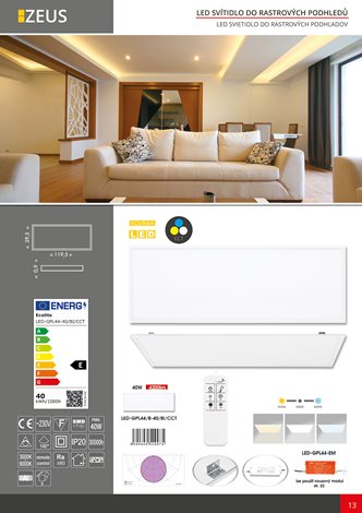 LED-GPL44/B-40/BI/CCT LED panel 30x120cm 40W 4200lm CCT IP20 stmívatelný 6