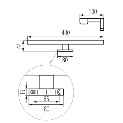 ASTIM nástěnné LED 8W, 590lm, 4000K, IP44, š400mm, černá 4