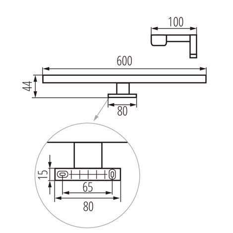 ASTIM nástěnné LED 12W, 1010lm, 4000K, IP44, š600mm, chrom 4
