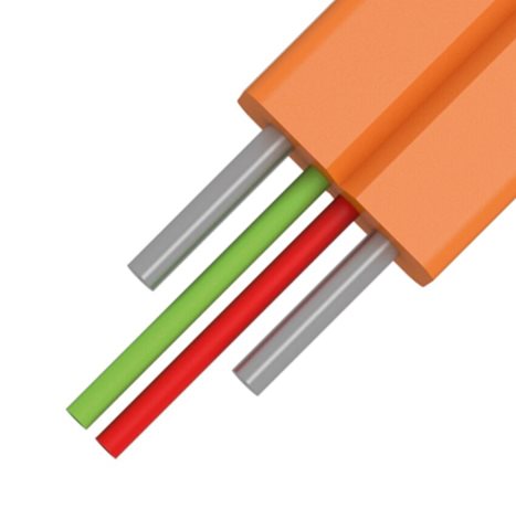KO-02-9-Z043 Kabel optický FLAT Drop FRP plochý, 2vl., 9/125, Z043, bílý, 2x3mm, Fca, KDP