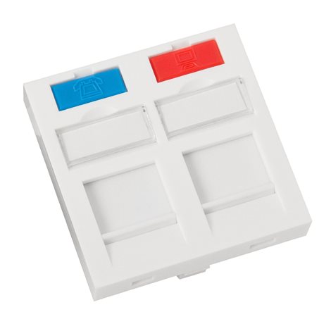 WO-M-2-45-FL-WH WIREX Zásuvkový modul 45x45mm se záclonkou pro 2 keystone přímý
